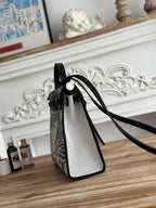 HERMES ZIP CABINE 31 BAG IN WHITE CANVAS AND BLACK CALFSKIN