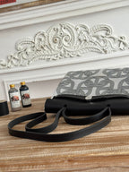 HERMES HERBAG ZIP 31 LAQUERED BAG IN OFF-WHITE MIX BLACK H PLUME CANVAS