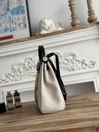 HERMES HERBAG ZIP 31 LAQUERED BAG IN BROWN MIX YELLOW H PLUME CANVAS