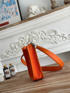 HERMES MINI NEO 17 EVELYNE BAG IN FIRE ORANGE CANVAS AND CALFSKIN