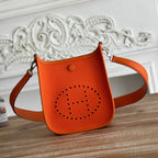HERMES MINI NEO 17 EVELYNE BAG IN FIRE ORANGE CANVAS AND CALFSKIN