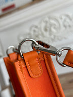 HERMES MINI NEO 17 EVELYNE BAG IN FIRE ORANGE CANVAS AND CALFSKIN