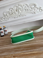 HERMES MINI NEO 17 EVELYNE BAG IN EMERALD GREEN CANVAS AND WHITE CALFSKIN
