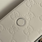 GUCCI SUPER MINI SHOULDER BAG 21 IN WHITE EMBOSSED CALFSKIN