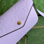 GUCCI SUPER MINI SHOULDER BAG 21 IN LIGHT VIOLET EMBOSSED CALFSKIN