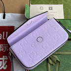 GUCCI SUPER MINI SHOULDER BAG 21 IN LIGHT VIOLET EMBOSSED CALFSKIN