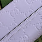 GUCCI SUPER MINI SHOULDER BAG 21 IN LIGHT VIOLET EMBOSSED CALFSKIN