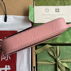 GUCCI SUPER MINI SHOULDER BAG 21 IN BALLERINA PINK EMBOSSED CALFSKIN