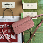 GUCCI SUPER MINI SHOULDER BAG 21 IN BALLERINA PINK EMBOSSED CALFSKIN