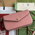 GUCCI SUPER MINI SHOULDER BAG 21 IN BALLERINA PINK EMBOSSED CALFSKIN