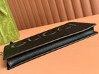 GUCCI POUCH 28 IN BLACK SMOOTH CALFSKIN INLAID LOGO
