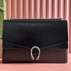 GUCCI DIONYSUS LAGRE SHOULDER BAG 42 IN BLACK  GLOSSY LAMBSKIN