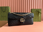 GUCCI MARMONT SHOULDER BAG 40 IN BLACK CALFSKIN GOLD CHAIN