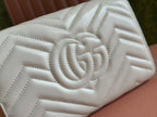 GUCCI MARMONT SMALL SHOULDER BAG 20 IN WHITE LAMBSKIN GOLD HARDWARE