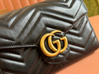 GUCCI MARMONT SMALL SHOULDER BAG 20 IN BLACK LAMBSKIN GOLD HARDWARE