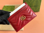 GUCCI MARMONT QUILTED CARD HOLDER 10 IN RED CALFSKIN