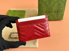GUCCI MARMONT QUILTED CARD HOLDER 10 IN RED CALFSKIN