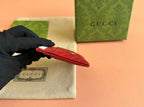 GUCCI MARMONT QUILTED CARD HOLDER 10 IN RED CALFSKIN