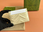GUCCI MARMONT QUILTED CARD HOLDER 10 IN LIGHT YELLOW CALFSKIN