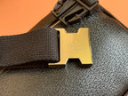 GUCCI SMALL BELT BAG 29 IN BLACK CALFSKIN AND DARK GRAY MONOGRAM CANVAS
