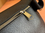 GUCCI SMALL BELT BAG 29 IN BLACK CALFSKIN AND DARK GRAY MONOGRAM CANVAS