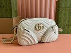 GUCCI MARMONT SMALL SHOULDER BAG 24 IN WHITE CALFSKIN GOLD HARDWARE