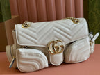 GUCCI MARMONT SMALL MULTI-POCKET BAG 25 IN WHITE CALFSKIN GOLD HARDWARE