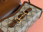 GUCCI HORSEBIT 1955 MINI 18 BAG BEIGE CANVAS AND BROWN CALFSKIN