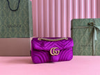 GUCCI 25S  MARMONT 26 CM IN DEEP PINK PURPLE VELVET WITH GOLD HARDWARE