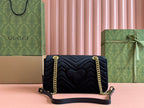GUCCI 26S  MARMONT MATELASSE 26 IN BLACK VELVET