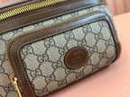 GUCCI OPHIDIA BELT BAG 28 IN BROWN AND BEIGE  CALFSKIN