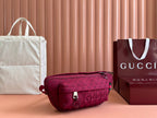 GUCCI BELT BAG 34 IN CURRANT RED MONOGRAM CANVAS