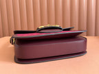 GUCCI HORSEBIT 1955 SHOULDER BAG 25 IN WINE RED CANVAS AND CALFSKIN GOLD HARDWARE