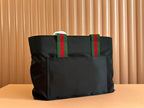 GUCCI WEB STRIPE-STRAP TOTE BAG 45 IN BLACK CANVAS