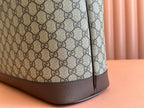 GUCCI OPHIDIA MEDIUM TOTE BAG 38.5 BEIGE CANVAS AND BROWN CALFSKIN
