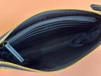 GUCCI RUBBER EFFECT SMALL WALLET ON CHAIN 22.5 IN BEIGE AND DARK BROWN  CALFSKIN