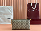 GUCCI RUBBER EFFECT SMALL WALLET ON CHAIN 22.5 IN BEIGE AND DARK BROWN  CALFSKIN