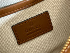 GUCCI BLONDIE SMALL SHOULDER BAG 21 IN BEIGE AND DARK BROWN CANVAS BROWN CALFSKIN