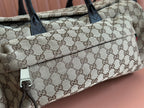 GUCCI SMALL DUFFLE BAG 42 IN BEIGE AND DARK BROWN  CANVAS
