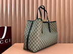 GUCCI 25S EMBLEM LARGE BAG 46 IN DARK BROWN AND BLACK CALFSKIN