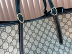GUCCI 25S EMBLEM LARGE BAG 46 IN DARK BROWN AND BLACK CALFSKIN