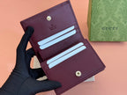 GUCCI HORSEBIT 1955 CARD CASE WALLET 11 IN BEIGE DARK BROWN NEW  AND ROSSO ANCORA RED CALFSKIN