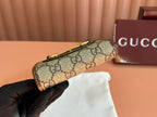 GUCCI HORSEBIT 1955 CARD CASE WALLET 11.5 IN BEIGE EBONY  CANVAS BROWN CALFSKIN