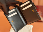GUCCI MEDIUM DOUBLE G WALLET 11.5 IN BLACK SMOOTH CALFSKIN