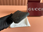 GUCCI BI-COLOUR ZIP KEY CASE 12 IN DARK GREY CALFSKIN