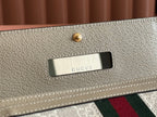 GUCCI OPHIDIA WALLET ON GOLD CHAIN 19 IN LIGHT BEIGE  CANVAS AND LIGHT BROWN CALFSKIN
