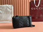 GUCCI MARMONT SHOULDER BAG 26 IN BLACK CALFSKIN BLACK CHAIN