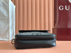 GUCCI SMALL JUMBO CROSSBODY 23 IN GREY AND BLACK GRAINY  LAMBSKIN