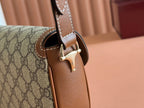GUCCI SMALL HORSEBIT 1955 SHOULDER BAG 20 IN BEIGE AND DARK BROWN NEW  MONOGRAM CALFSKIN