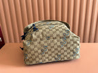 GUCCI BACKPACK 40 IN BEIGE AND BROWN CANVAS BLUE SNAKE EMBROIDERY